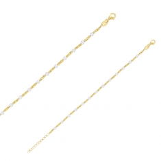 Bracelet boules et cylindres diamantés avec perles d’imitation en argent 925/1000 doré