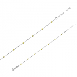 Bracelet boules rouge orangé en émail, argent 925/1000 doré