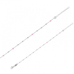 Bracelet boules rouge orangé en émail, argent 925/1000 doré