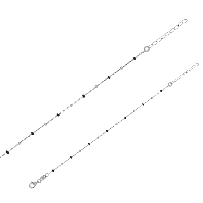 Bracelet boules rouge orangé en émail, argent 925/1000 doré