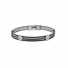 Bracelet câbles noirs et éléments acier