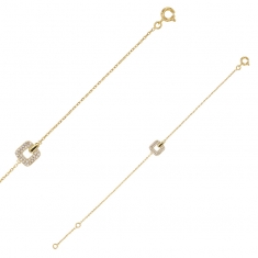 Bracelet carré ajouré, orné d’oxydes et plaqué or