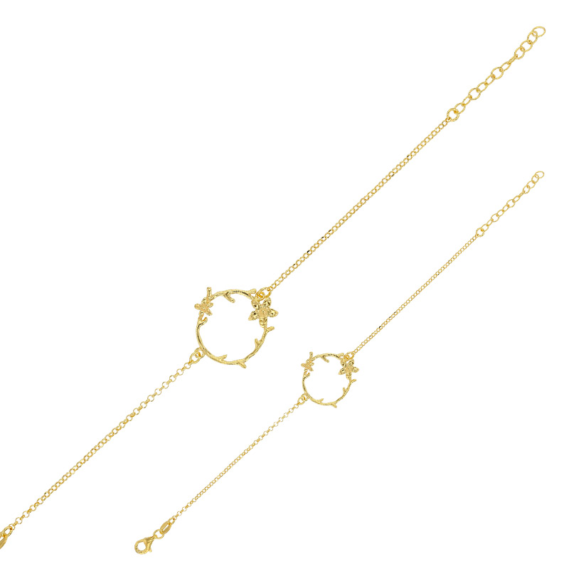 Bracelet cercle de fleurs en argent 925/1000 doré