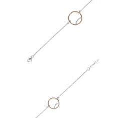 Bracelet Cercle doré rose avec une ligne d'oxydes de zirconium en argent rhodié 925/1000