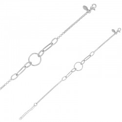 Bracelet cercle et ovales entrelacés maille jaseron, argent 925/1000 rhodié