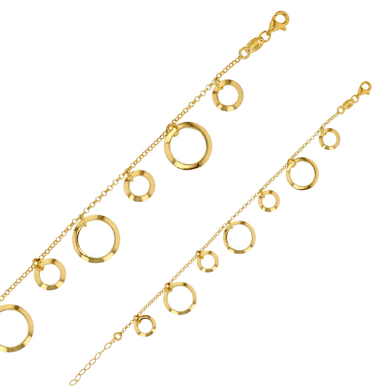 Bracelet cercles ajourés en argent 925/1000 doré
