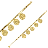 Bracelet chaîne avec pampilles brossées, argent 925/1000 doré