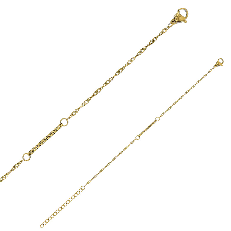 Bracelet chaîne doré avec fermoir mousqueton et chaîne d’extension