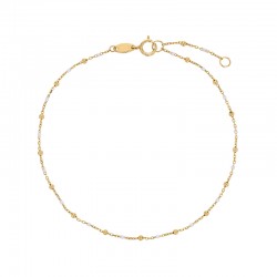 Bracelet chaîne forçat avec petites perles et émail blanc, Or 750/1000