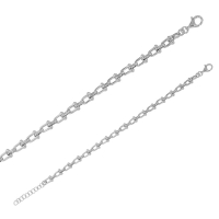 Bracelet chaîne maille fantaisie, argent 925/1000 platiné