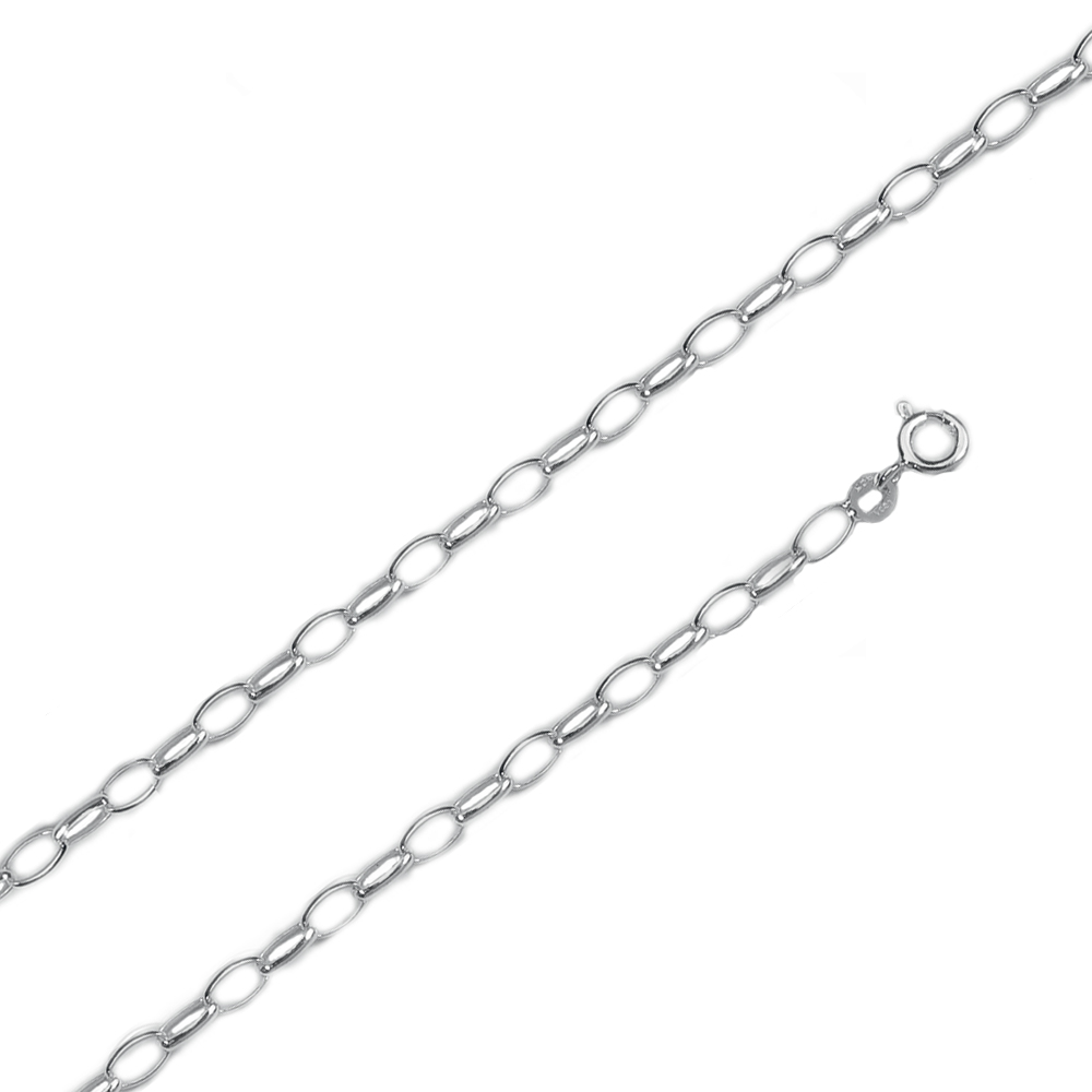 Bracelet chaine maille jaseron ovale en argent 925/1000