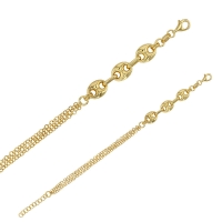Bracelet chaînes 3 rangs argent 925/1000 doré et motifs grains de café