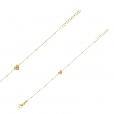 Bracelet coeur aspect strié et boules en argent 925/1000 rhodié
