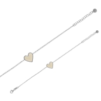 Bracelet coeur émail noir, argent 925/1000 platiné