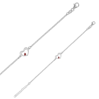 Bracelet coeurs ajourés, émail rouge en argent 925/1000 rhodié