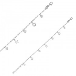 Bracelet coeurs et étoiles en pampilles, argent 925/1000 rhodié
