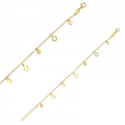 Bracelet coeurs et étoiles en pampilles, argent 925/1000 rhodié