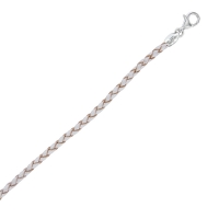 Bracelet cordon cuir de bovin tressé blanc perle irisé avec fermoir à vis argent 925/1000 rhodié