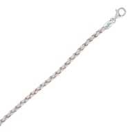 Bracelet cordon cuir de bovin tressé blanc perle irisé avec fermoir à vis argent 925/1000 rhodié