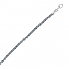 Bracelet cordon cuir de bovin tressé gris métallisé avec fermoir à vis argent 925/1000 rhodié