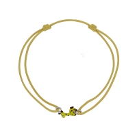 Bracelet cordon jaune, girafe avec émail, argent 925/1000 rhodié