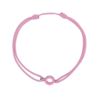 Bracelet cordon rose pâle, cercle avec émail, argent 925/1000 rhodié