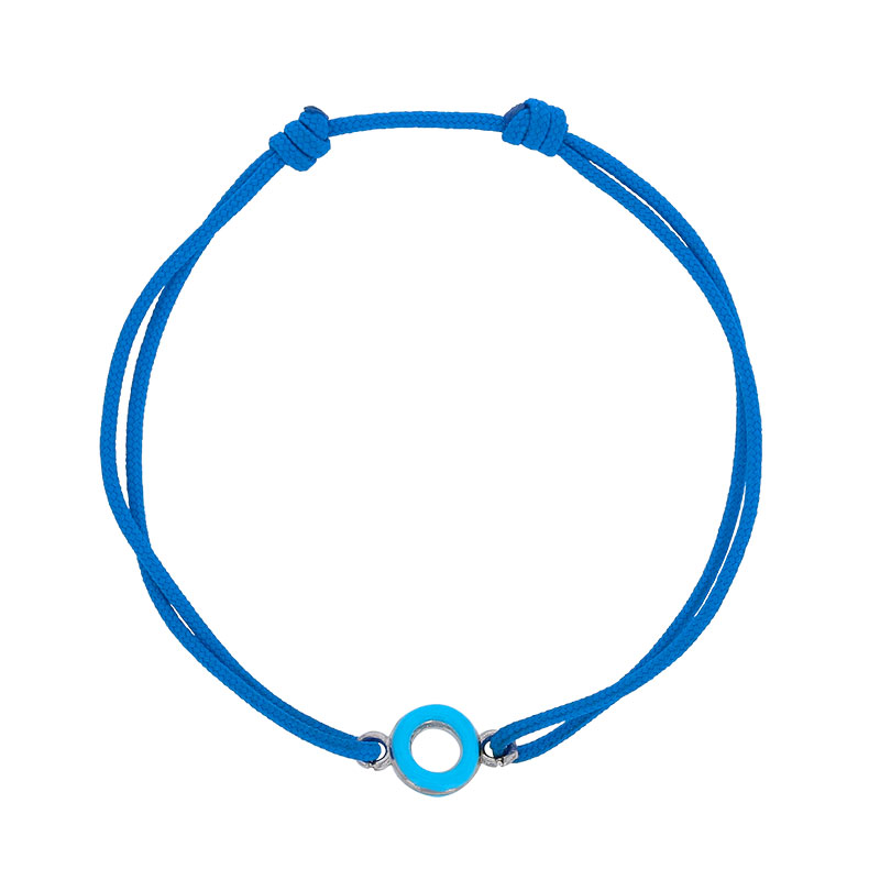 Bracelet cordon turquoise, cercle avec émail, argent 925/1000 rhodié