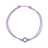Bracelet cordon violet, cercle avec émail, argent 925/1000 rhodié