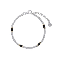 Bracelet cubes émail noir, argent 925/1000 rhodié et doré
