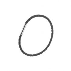 Bracelet cuir de bovin noir tressé avec fermoir acier baïonnette