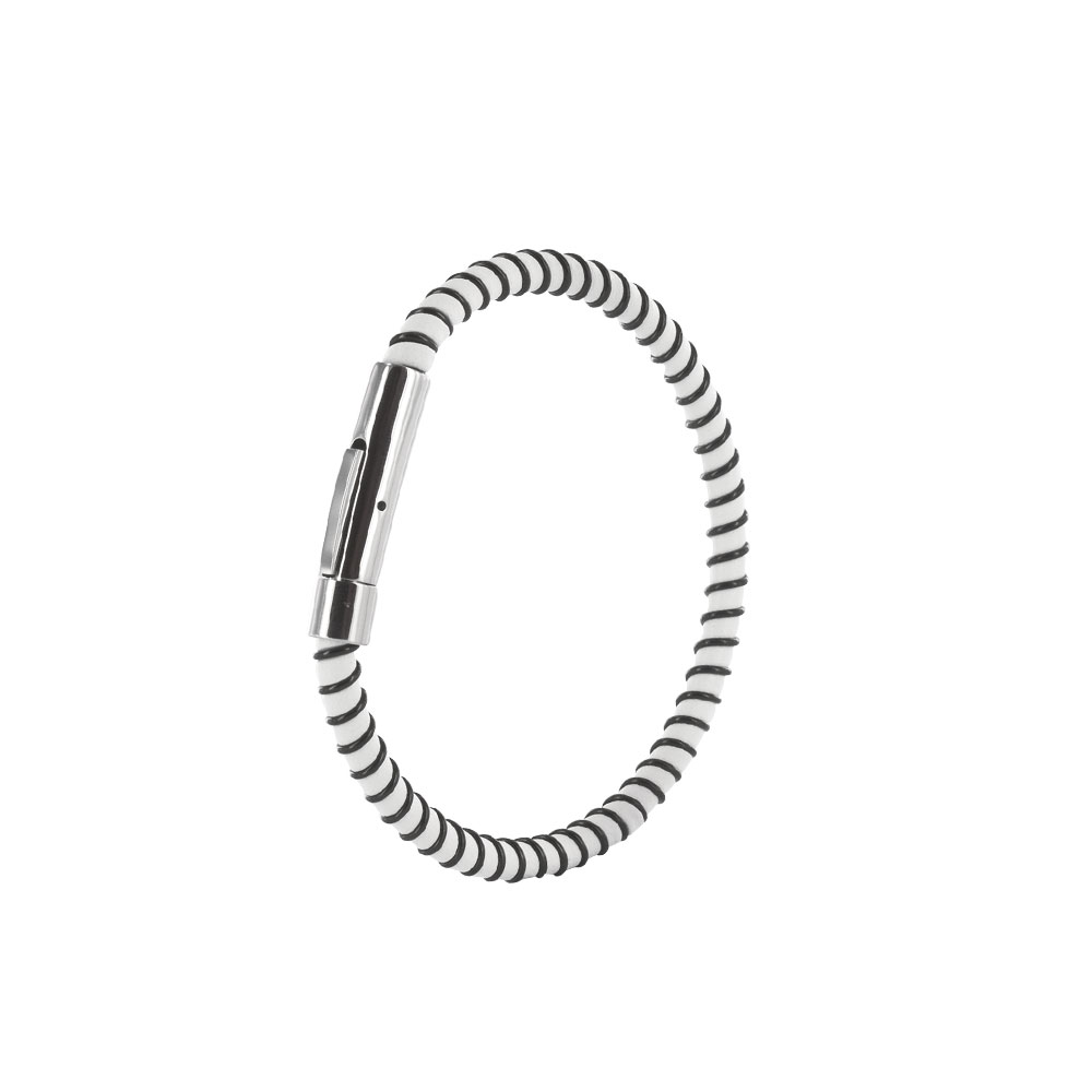 Bracelet cuir de bovin nubuck finition pigmentée marron et acier