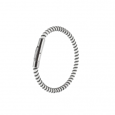 Bracelet cuir de bovin nubuck finition pigmentée marron et acier