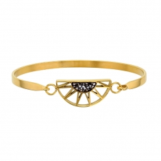 Bracelet demi-soleil en acier orné de cristaux gris