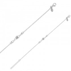 Bracelet double infini et boules maille jaseron, argent 925/1000 rhodié