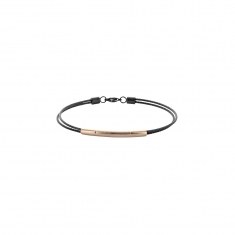 Bracelet double petit câble noir orné d'un tube coloré