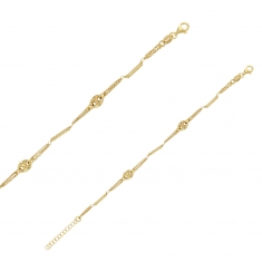 Bracelet double rangs grains de café en argent 925/1000 doré