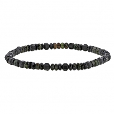 Bracelet élastique avec boules d'hématites et d'obsidiennes