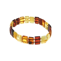 Bracelet élastique avec des pierres d'ambre taillées en forme rectangulaire