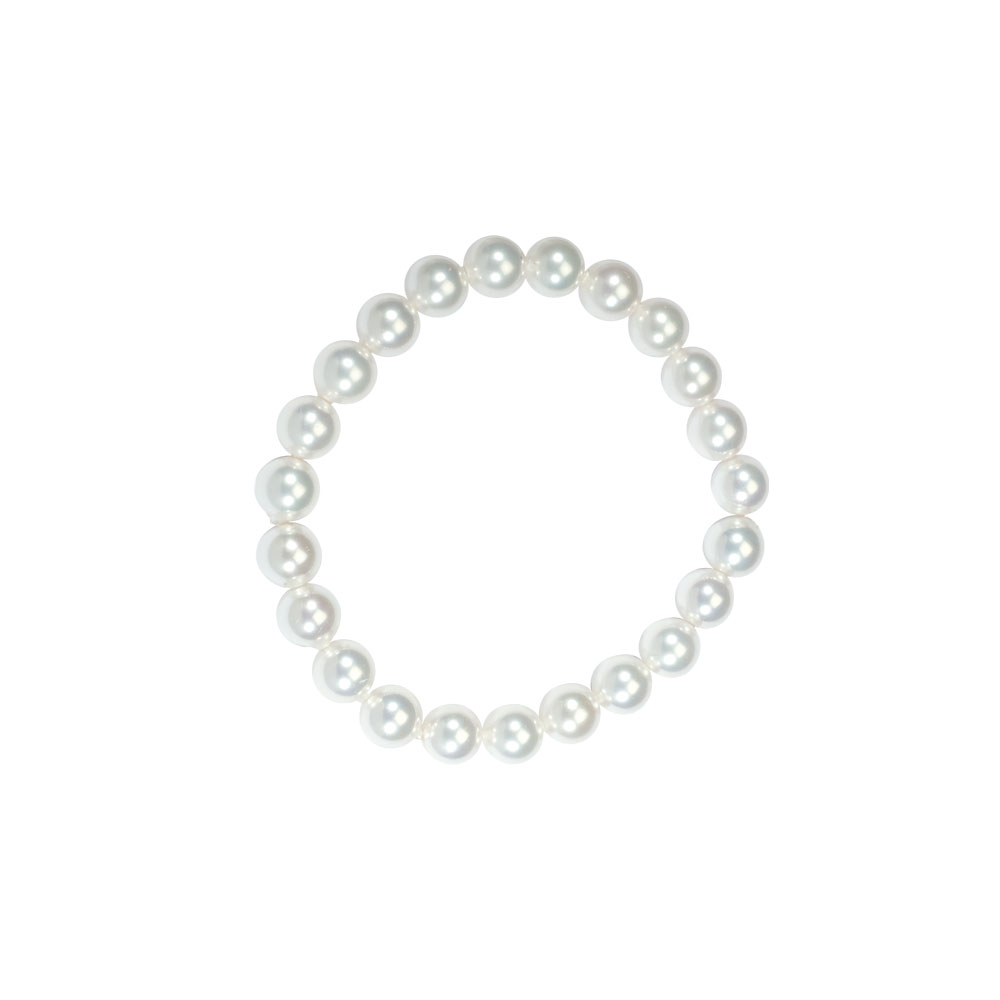 Bracelet élastique avec Perles de Majorque blanches et ø 8 mm