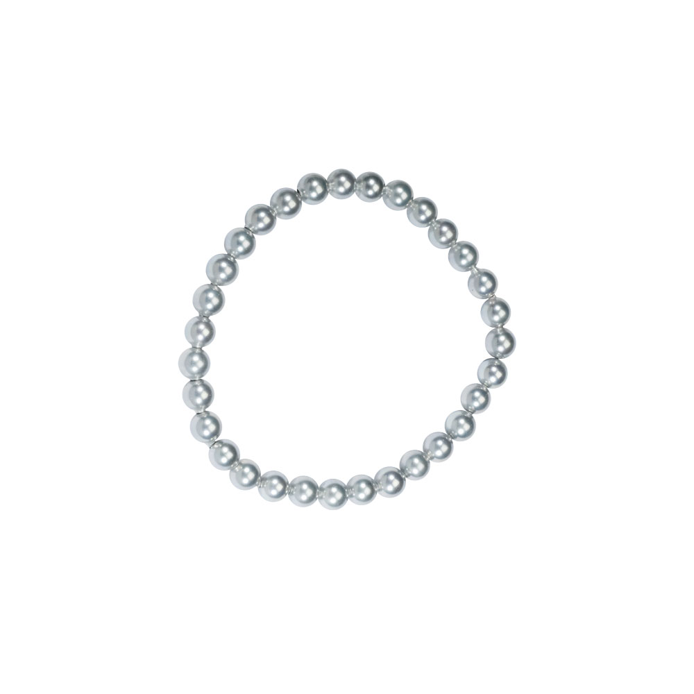 Bracelet élastique avec Perles de Majorque grises ø 6 mm