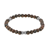 Bracelet élastique boules Onyx et éléments en Acier