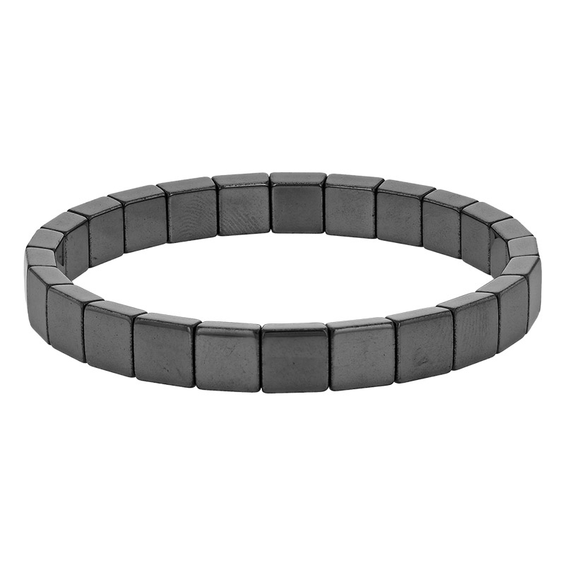 Bracelet élastique carrés en hématite