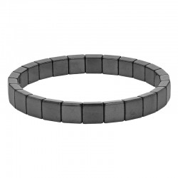 Bracelet élastique carrés en hématite