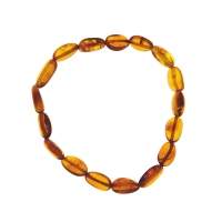 Bracelet élastique en ambre allongée couleur cognac