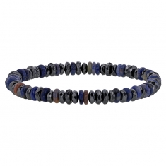 Bracelet élastique en hématites et sodalites plates