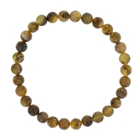 Bracelet élastique homme, ambre verte ronde