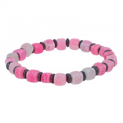 Bracelet élastique orné de cube calcédoine bleue et rondelle en hématite