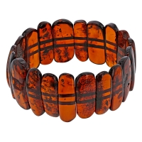 Bracelet élastique ovale large ambre cognac