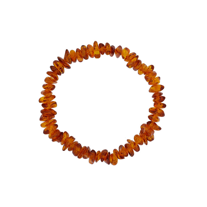 Bracelet élastique pierres d'Ambre cognac