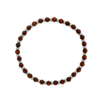 Bracelet élastique pour homme avec perles en ambre et argent 925/1000